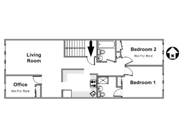 New York 2 Bedroom roommate share apartment - apartment layout  (NY-17277)