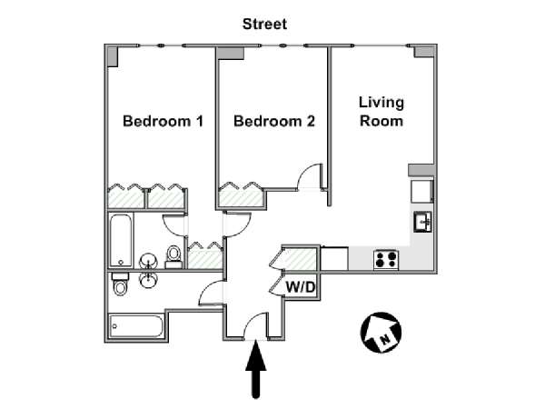 New York 2 Camere da letto appartamento - piantina approssimativa dell' appartamento  (NY-17310)