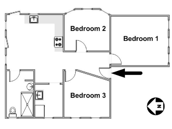 New York 7 Camere da letto - Triplex stanza in affitto - piantina approssimativa dell' appartamento  (NY-17324)
