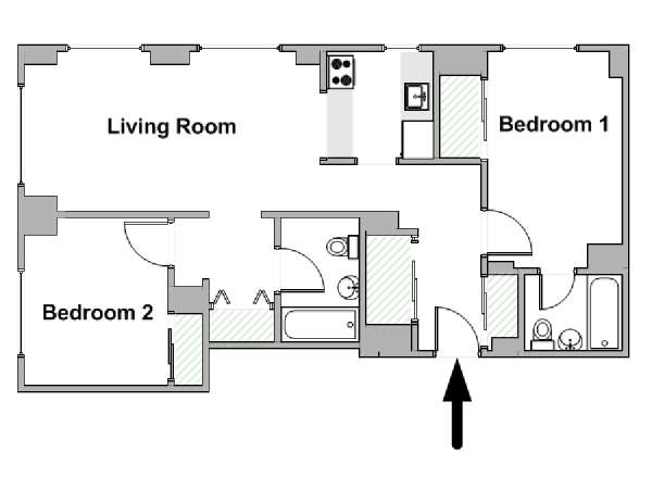 New York 2 Camere da letto appartamento - piantina approssimativa dell' appartamento  (NY-17338)
