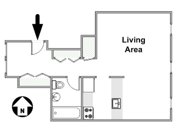 New York Monolocale appartamento - piantina approssimativa dell' appartamento  (NY-17369)