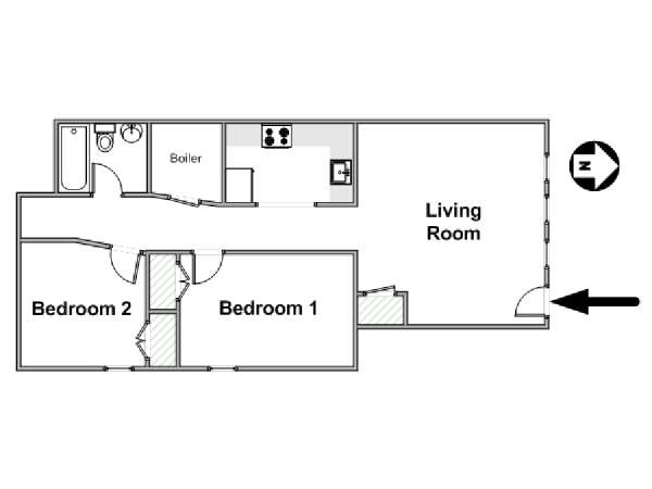 New York 2 Bedroom accommodation - apartment layout  (NY-17377)