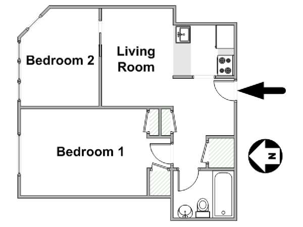 New York 2 Bedroom apartment - apartment layout  (NY-17384)