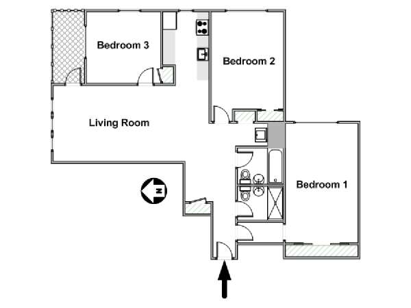 New York 3 Bedroom apartment - apartment layout  (NY-17385)
