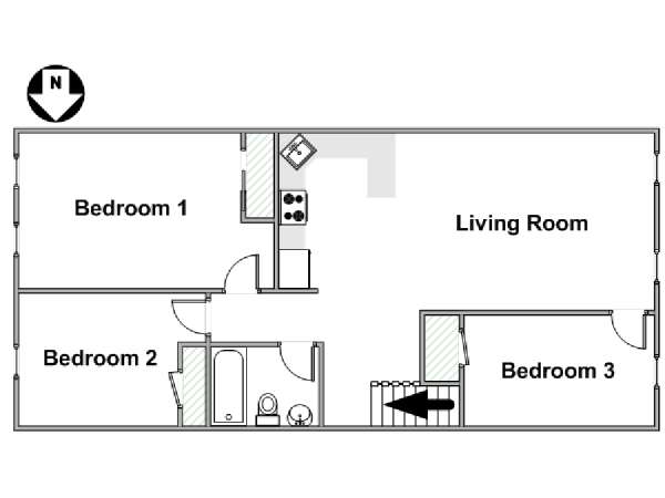 New York 3 Camere da letto appartamento - piantina approssimativa dell' appartamento  (NY-17396)