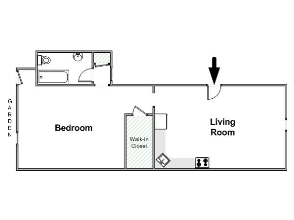 New York 1 Camera da letto appartamento casa vacanze - piantina approssimativa dell' appartamento  (NY-17399)