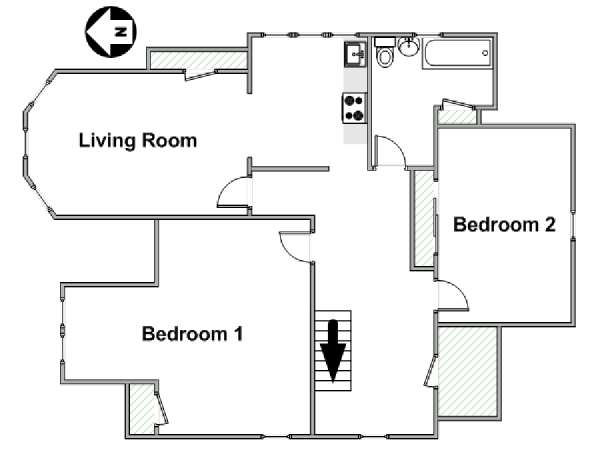 New York 2 Camere da letto appartamento - piantina approssimativa dell' appartamento  (NY-17404)