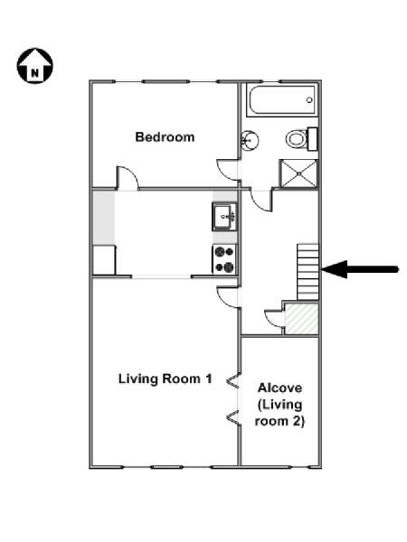 New York 1 Bedroom accommodation - apartment layout  (NY-17454)