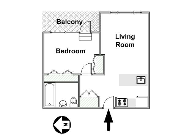 New York 1 Bedroom apartment - apartment layout  (NY-17463)