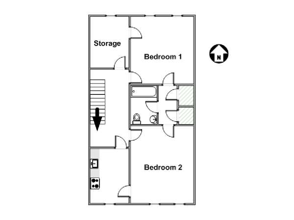 New York 2 Bedroom roommate share apartment - apartment layout  (NY-17471)