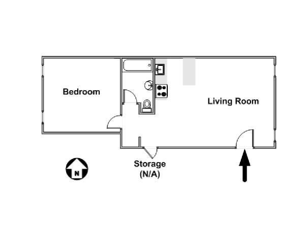New York 1 Camera da letto appartamento - piantina approssimativa dell' appartamento  (NY-17484)