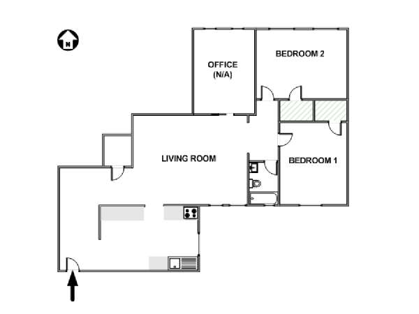 New York 2 Bedroom roommate share apartment - apartment layout  (NY-17493)