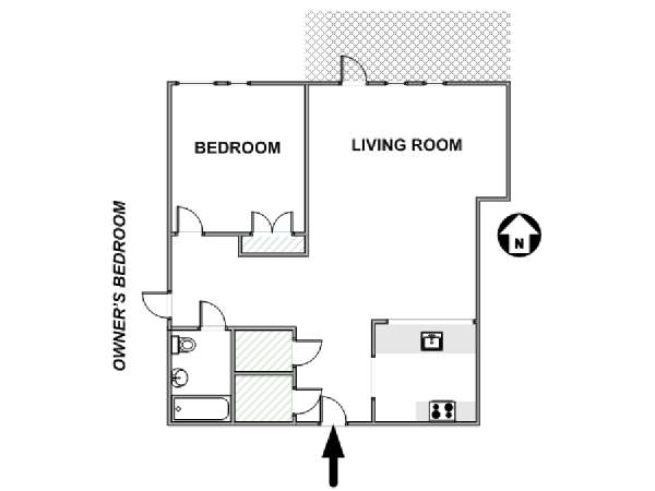 New York 2 Camere da letto stanza in affitto - piantina approssimativa dell' appartamento  (NY-17529)