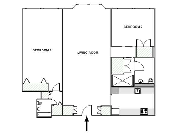 New York 2 Camere da letto appartamento - piantina approssimativa dell' appartamento  (NY-17549)