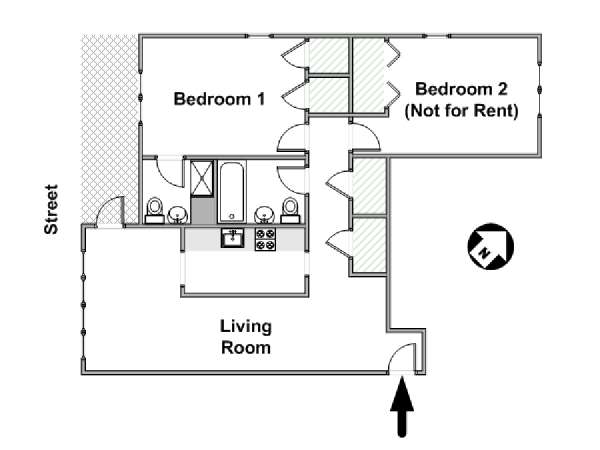 New York 2 Bedroom roommate share apartment - apartment layout  (NY-17552)