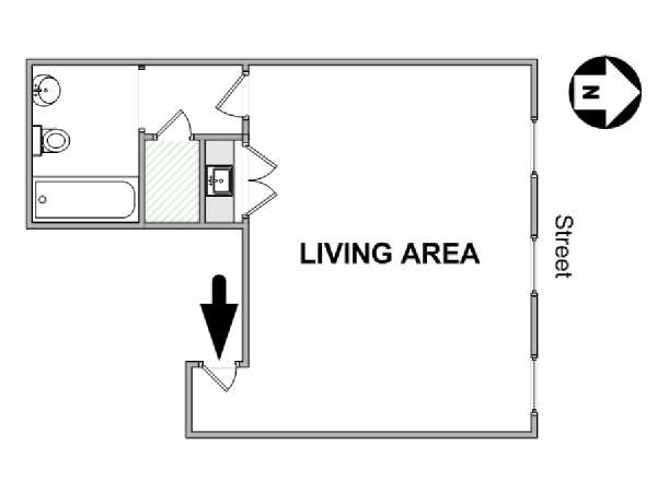 New York Monolocale appartamento - piantina approssimativa dell' appartamento  (NY-17555)