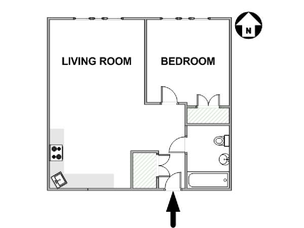 New York 1 Camera da letto appartamento - piantina approssimativa dell' appartamento  (NY-17565)