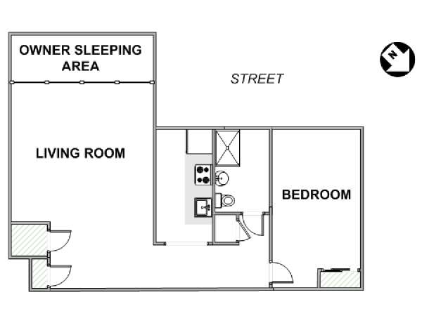 New York 1 Camera da letto stanza in affitto - piantina approssimativa dell' appartamento  (NY-17577)