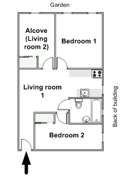New York 2 Camere da letto appartamento - piantina approssimativa dell' appartamento  (NY-17580)