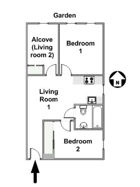 New York 2 Camere da letto appartamento - piantina approssimativa dell' appartamento  (NY-17582)