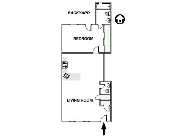 New York 1 Camera da letto appartamento casa vacanze - piantina approssimativa dell' appartamento  (NY-17586)