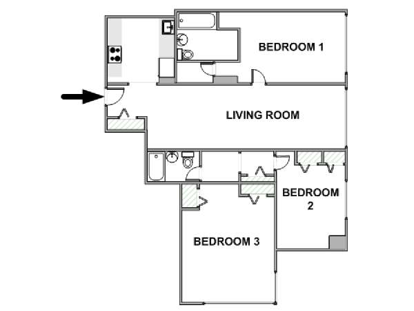 New York 3 Bedroom apartment - apartment layout  (NY-17596)