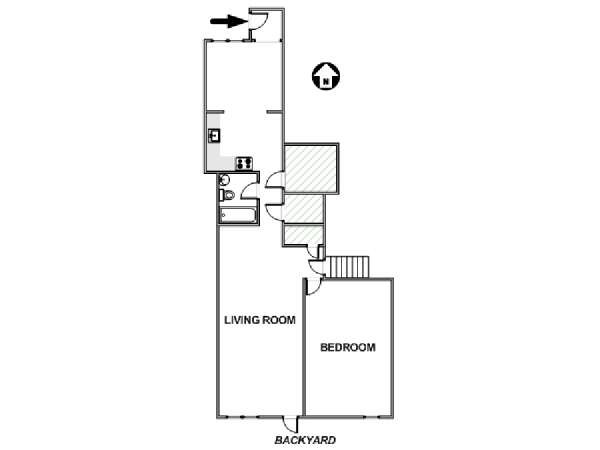 New York 1 Camera da letto appartamento - piantina approssimativa dell' appartamento  (NY-17607)