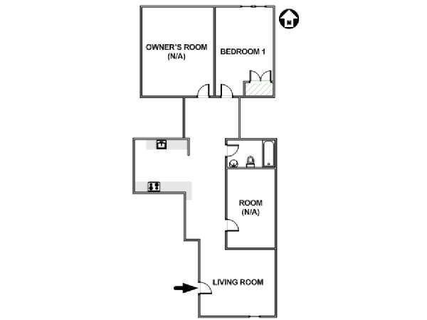 New York 3 Bedroom roommate share apartment - apartment layout  (NY-17609)