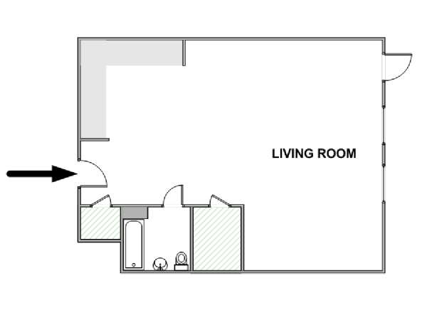 New York Monolocale appartamento - piantina approssimativa dell' appartamento  (NY-17619)