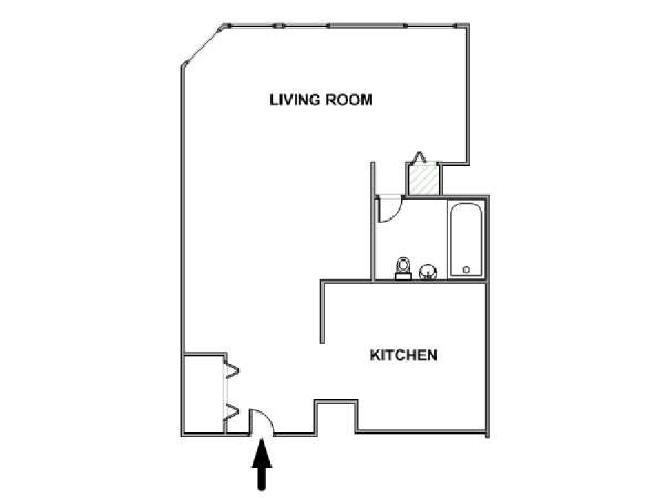 New York Monolocale appartamento - piantina approssimativa dell' appartamento  (NY-17620)