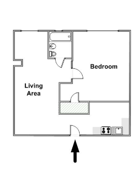 New York 1 Camera da letto appartamento - piantina approssimativa dell' appartamento  (NY-17621)