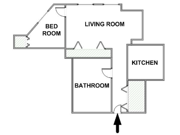 New York 1 Camera da letto appartamento - piantina approssimativa dell' appartamento  (NY-17622)