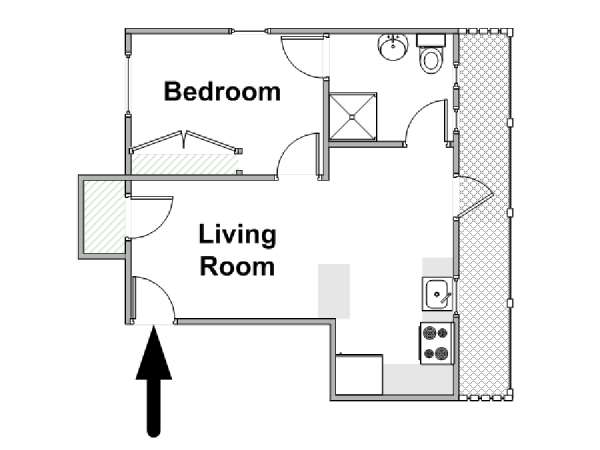 New York 1 Bedroom apartment - apartment layout  (NY-17625)