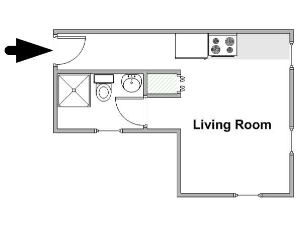 New York Monolocale appartamento - piantina approssimativa dell' appartamento  (NY-17630)
