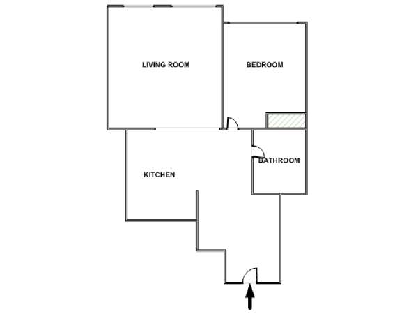 New York 1 Camera da letto appartamento - piantina approssimativa dell' appartamento  (NY-17639)
