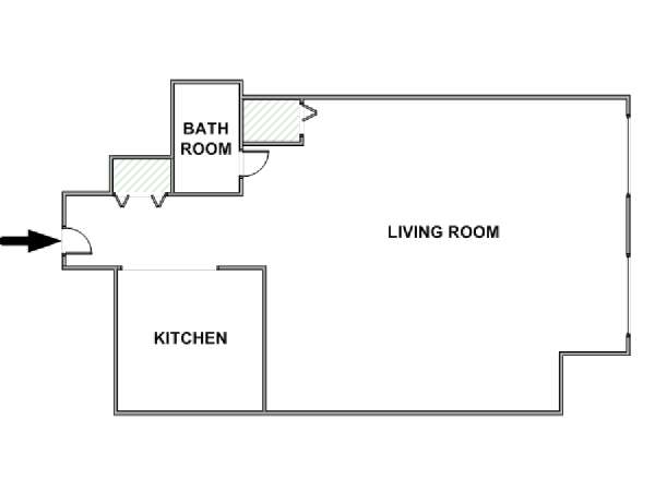 New York Monolocale appartamento - piantina approssimativa dell' appartamento  (NY-17643)