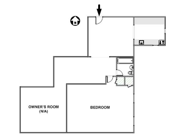 New York 1 Camera da letto stanza in affitto - piantina approssimativa dell' appartamento  (NY-17645)