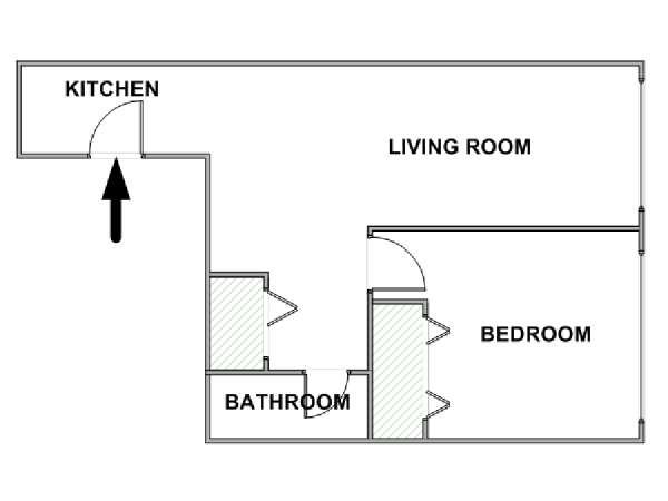 New York 1 Camera da letto appartamento - piantina approssimativa dell' appartamento  (NY-17661)