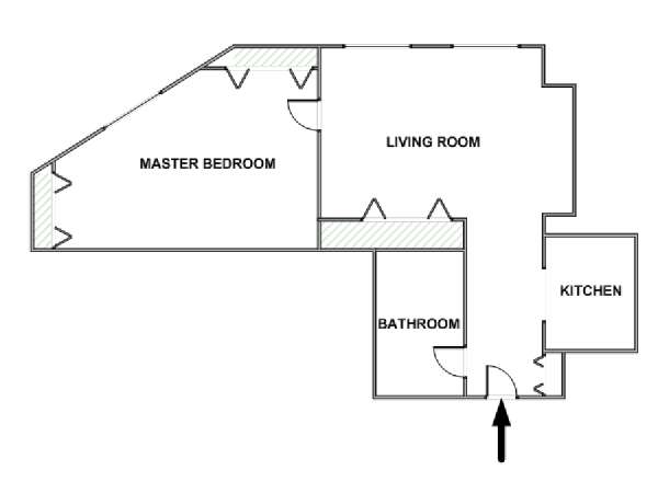 New York 1 Camera da letto appartamento - piantina approssimativa dell' appartamento  (NY-17662)