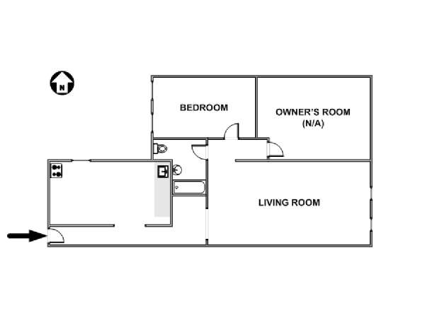 New York T3 appartement colocation - plan schématique  (NY-17681)