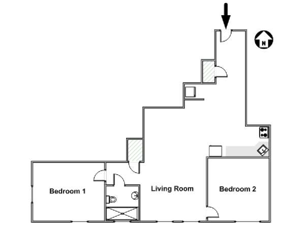 New York 2 Bedroom apartment - apartment layout  (NY-17686)
