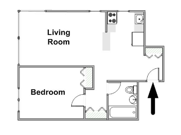 New York 1 Bedroom apartment - apartment layout  (NY-17697)