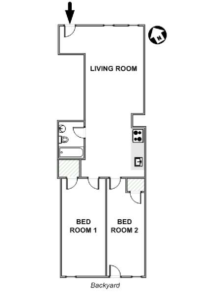 New York 2 Camere da letto appartamento - piantina approssimativa dell' appartamento  (NY-17724)