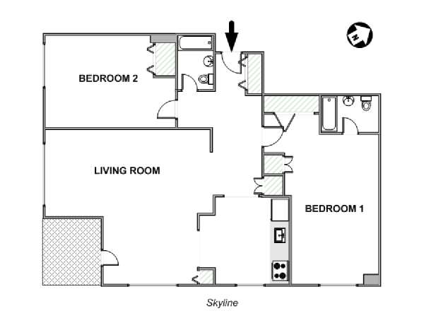 New York 2 Camere da letto appartamento - piantina approssimativa dell' appartamento  (NY-17732)