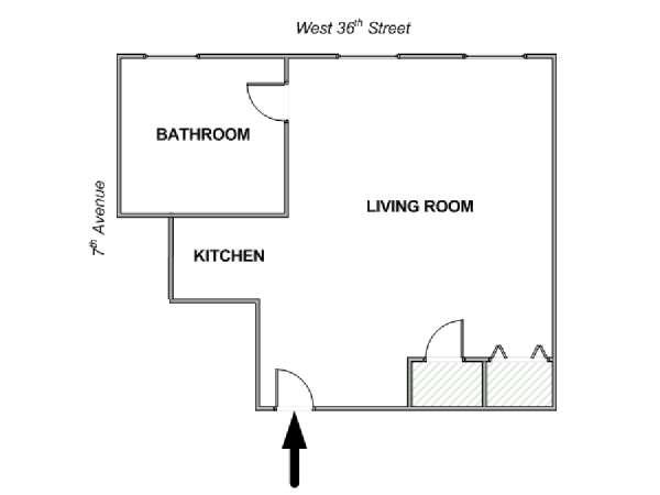 New York Studio T1 logement location appartement - plan schématique  (NY-17746)
