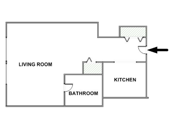 New York Monolocale appartamento - piantina approssimativa dell' appartamento  (NY-17761)
