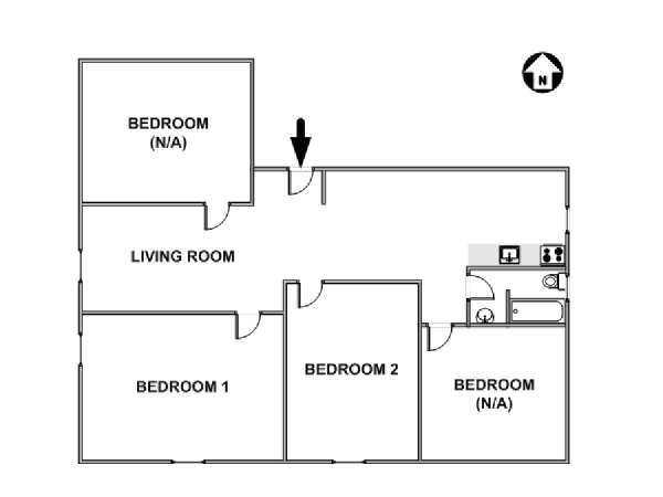 New York 4 Camere da letto stanza in affitto - piantina approssimativa dell' appartamento  (NY-17784)