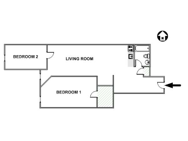New York 2 Camere da letto appartamento - piantina approssimativa dell' appartamento  (NY-17788)