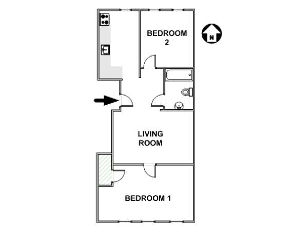New York 2 Camere da letto appartamento - piantina approssimativa dell' appartamento  (NY-17799)