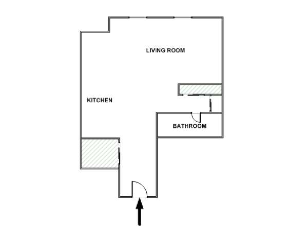 New York Monolocale appartamento - piantina approssimativa dell' appartamento  (NY-17801)